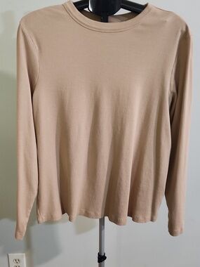 Pact Women's Ribbed Long Sleeve Top in Beige. Size XXL.